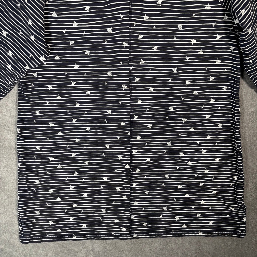 T by Talbots Navy Blue Striped Lace Up Back Tunic Top 3X Cotton Heavy Thick - Picture 9 of 15